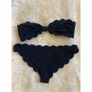 Marysia Antibes Black Scallop Bikini Size Medium